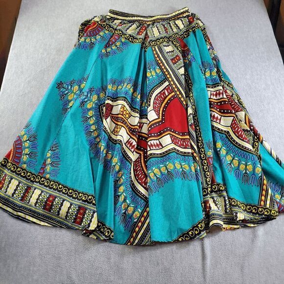 Mix Nouveau Skirt Womens Medium Green Polyester Dashiki Print Maxi Elastic Waist - Picture 9 of 10